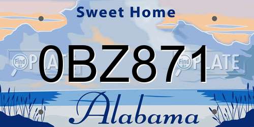 0BZ871 Alabama License Plate