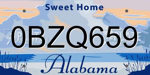 0BZQ659 Alabama License Plate