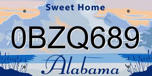 0BZQ689 Alabama License Plate