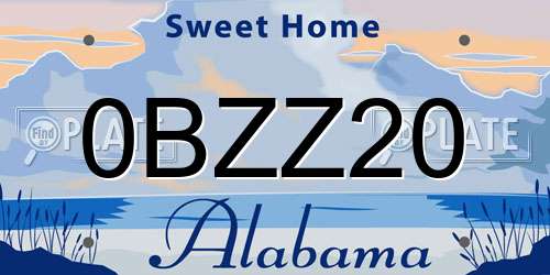 0BZZ20 Alabama License Plate