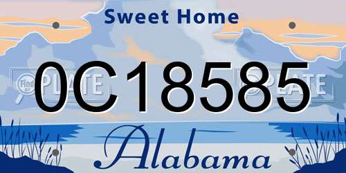 0C18585 Alabama License Plate