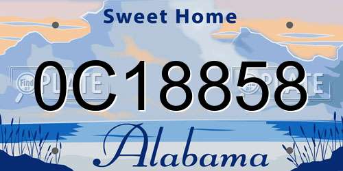 0C18858 Alabama License Plate
