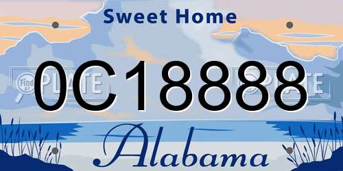 0C18888 Alabama License Plate
