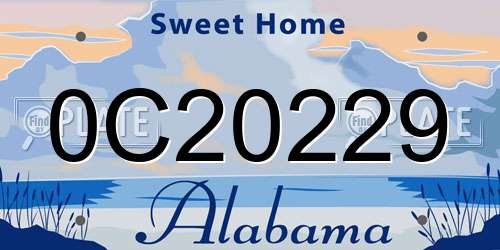 0C20229 Alabama License Plate