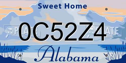 0C52Z4 Alabama License Plate