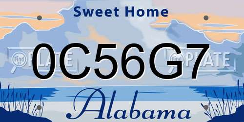 0C56G7 Alabama License Plate