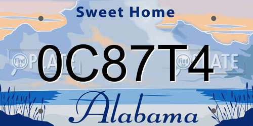 0C87T4 Alabama License Plate