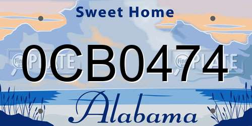 0CB0474 Alabama License Plate