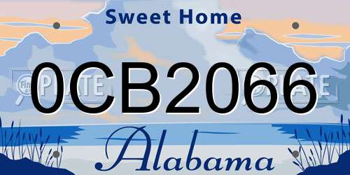 0CB2066 Alabama License Plate