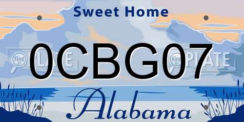 0CBG07 Alabama License Plate