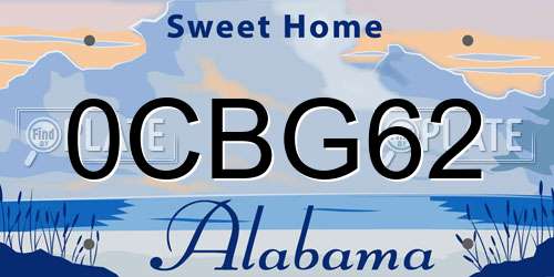 0CBG62 Alabama License Plate