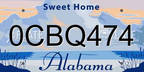 0CBQ474 Alabama License Plate