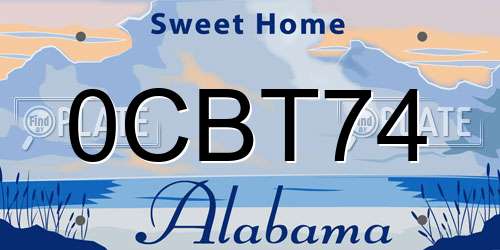 0CBT74 Alabama License Plate