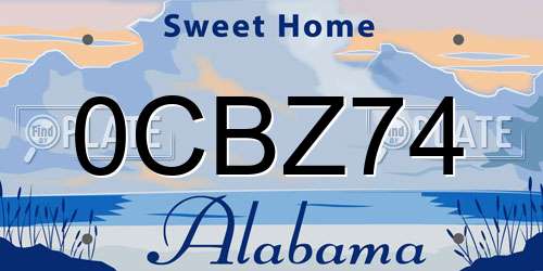 0CBZ74 Alabama License Plate