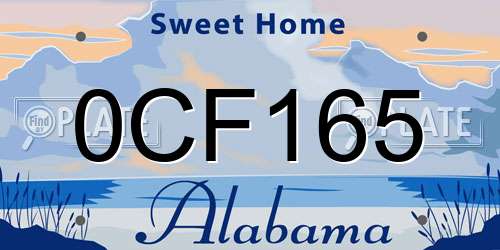 0CF165 Alabama License Plate