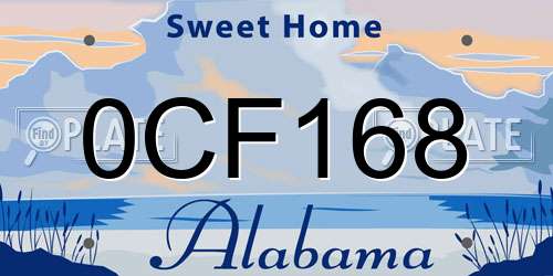0CF168 Alabama License Plate