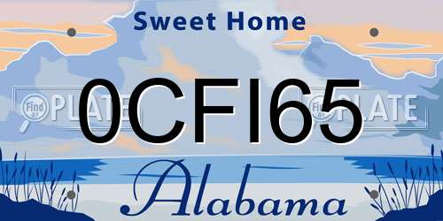 0CFI65 Alabama License Plate