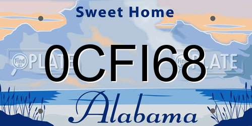 0CFI68 Alabama License Plate