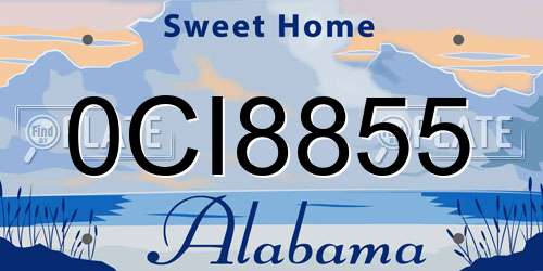 0CI8855 Alabama License Plate