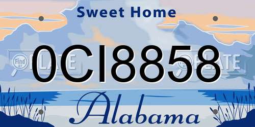 0CI8858 Alabama License Plate