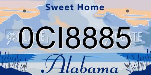 0CI8885 Alabama License Plate