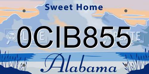 0CIB855 Alabama License Plate