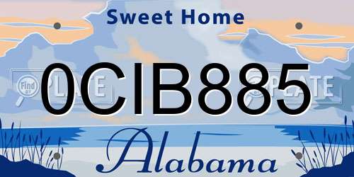 0CIB885 Alabama License Plate