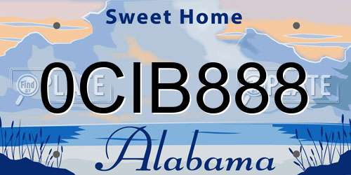 0CIB888 Alabama License Plate