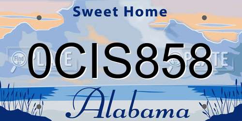 0CIS858 Alabama License Plate