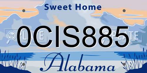 0CIS885 Alabama License Plate