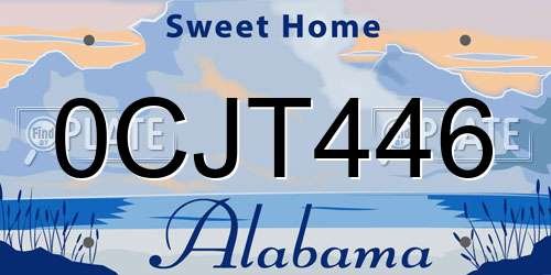 0CJT446 Alabama License Plate