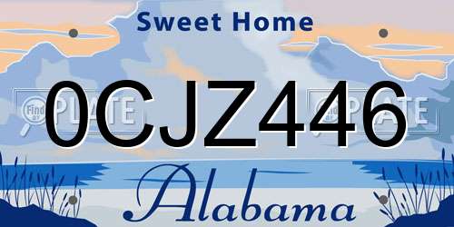 0CJZ446 Alabama License Plate