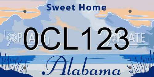 0CL123 Alabama License Plate