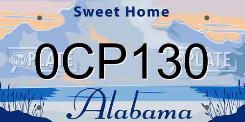 0CP130 Alabama License Plate