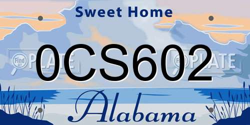 0CS602 Alabama License Plate