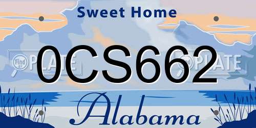 0CS662 Alabama License Plate