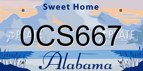 0CS667 Alabama License Plate
