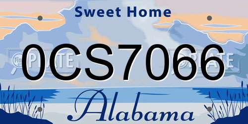 0CS7066 Alabama License Plate