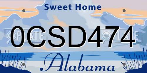 0CSD474 Alabama License Plate