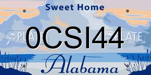 0CSI44 Alabama License Plate