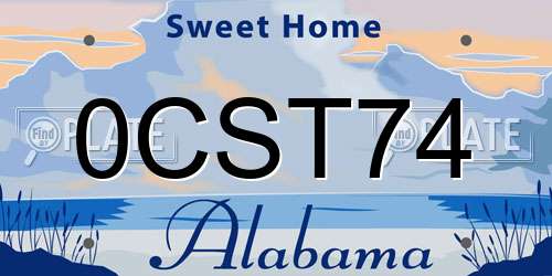 0CST74 Alabama License Plate