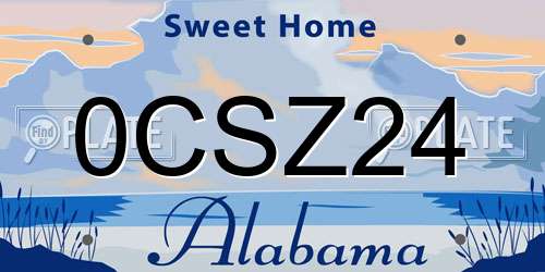 0CSZ24 Alabama License Plate