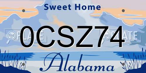 0CSZ74 Alabama License Plate