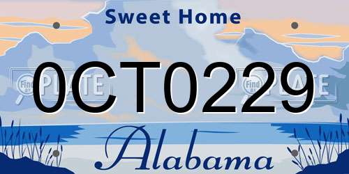 0CT0229 Alabama License Plate
