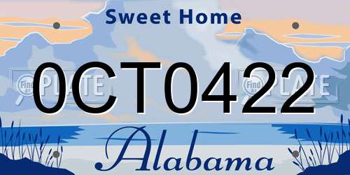 0CT0422 Alabama License Plate