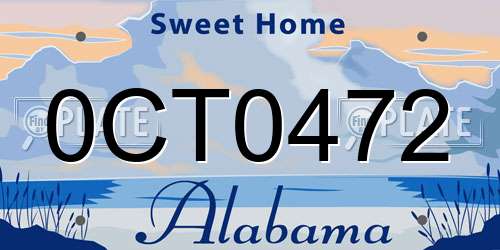 0CT0472 Alabama License Plate