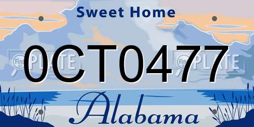 0CT0477 Alabama License Plate