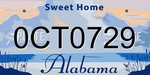 0CT0729 Alabama License Plate