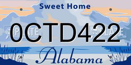 0CTD422 Alabama License Plate