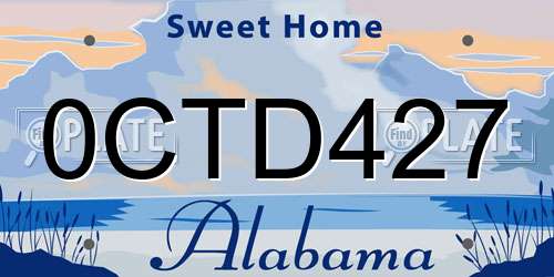 0CTD427 Alabama License Plate